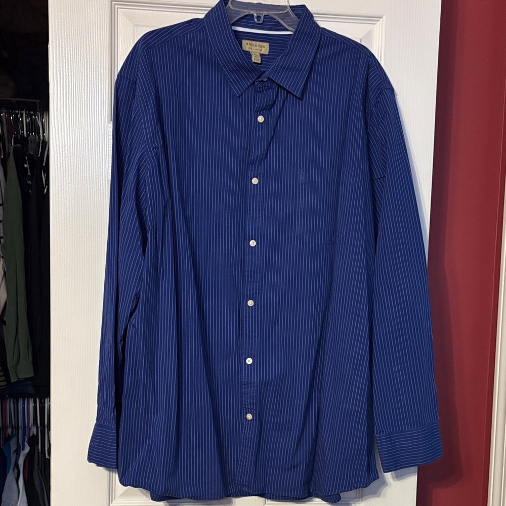 Sonoma royal blue Pinstripe Button Down Shirt size xxl
